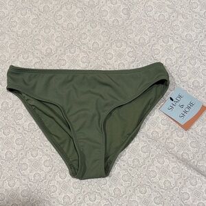 Shade & Shore Olive Ribbed Bikini Bottom - Deep Olive Green